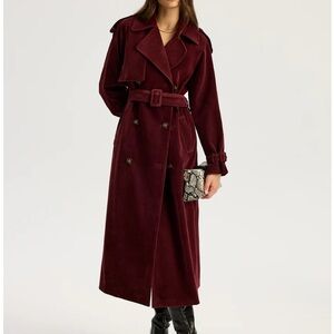Commense Burgundy Trench Coat